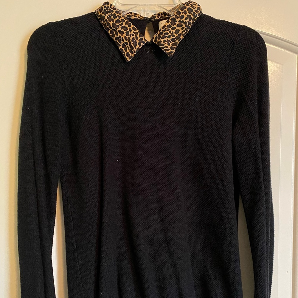 Jcrew leopard collar sweater size S